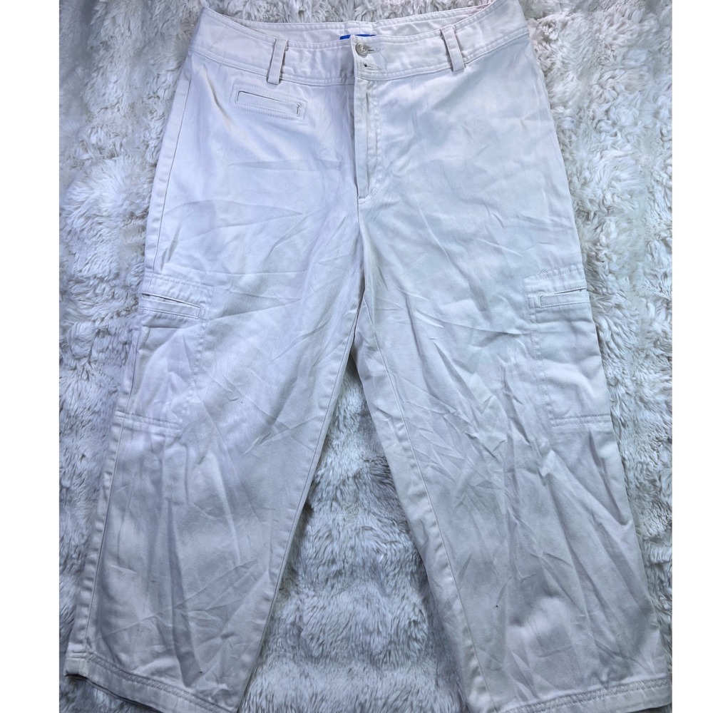 Dockers Women Favorite Fit Cargo Pants Off White Cream Size 12 Straight Leg. A40